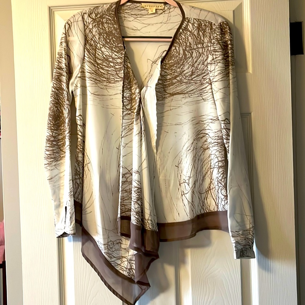 Lovestitch tan and cream blouse size M